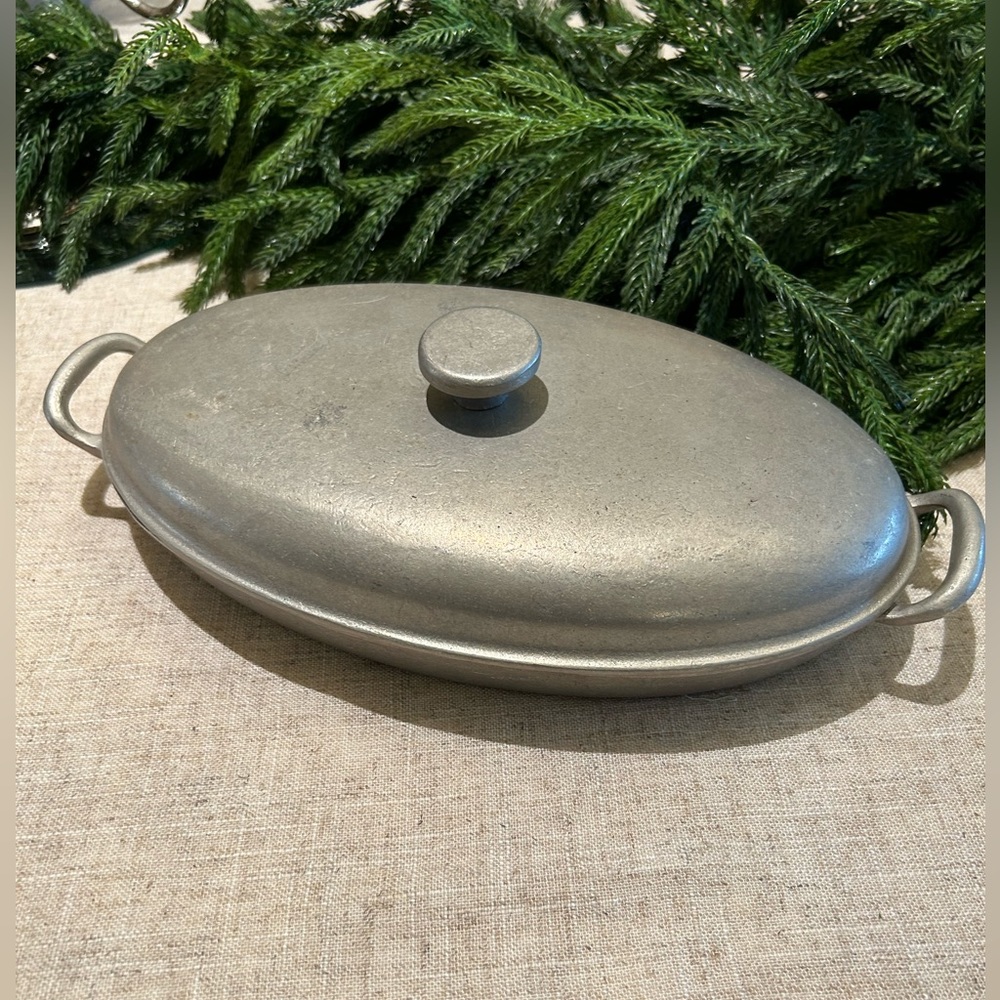 Vintage Wilton RWP Metal Covered Casserole Pewter Color